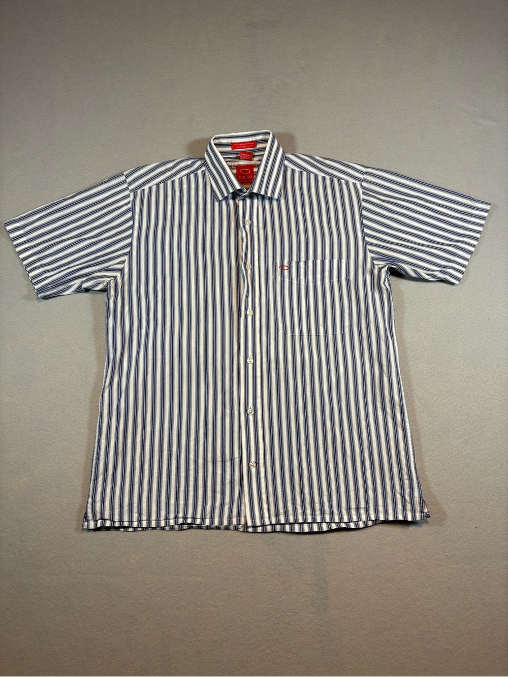 Vintage Oscar de la Renta Striped Short Sleeve 100% Combed Cotton Button Down